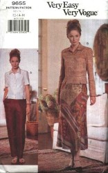 9655 SO EZ VOG SS-LS TOP, MOCK WRAP SKIRT, PANTS PATTERN 12-16